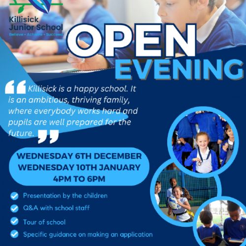 KILLISICK JUNIOR SCHOOL OPEN DAY FLIER - DECEMBER & JANUARY.png
